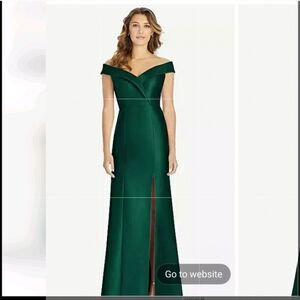 NWT Alfred Sung Off-The-Shoulder Cuff Trumpet Gown With Front Slit